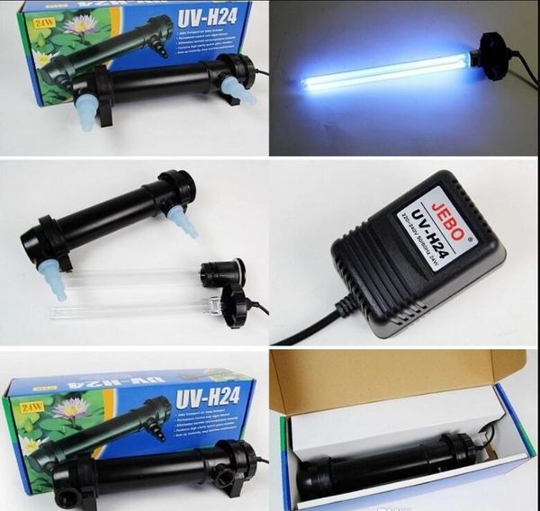 JEBO 5W ~ 36W Potencia Esterilizador UV Lámpara Luz Acuarios Iluminación Filtro ultravioleta Clarificador Limpiador de agua para acuario Estanque Coral Koi Pecera