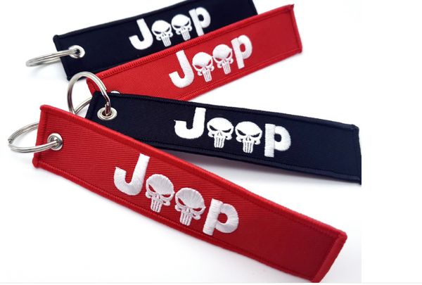 Jeep Skull Key Key Strip Backpack Brodemery Nylon Keychain support pour broderie Jeep Clain en tissu Clé Motorcycle Auto Accessoires