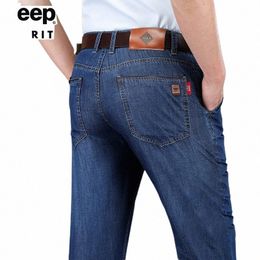 Jeep Spirit nouveaux hommes jeans minces printemps et été fi busin denim pantalon décontracté lâche droit élastique pantalon respirant I7Nw #