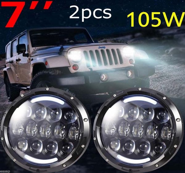 Jeeps Wrangler 7quot pulgadas 105W faros LED HiLo Beam con señal de giro ámbar y DRL blanco para 19972016 JK TJ LJ Unlimited4561829