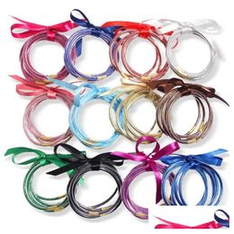 Jelly 5PCS / Set Tous les paillettes météorologiques Brangles de bracelets remplis Sil Plastique Bowknot Bracelets d'été vendant une livraison de gouttes bijoux dhifu