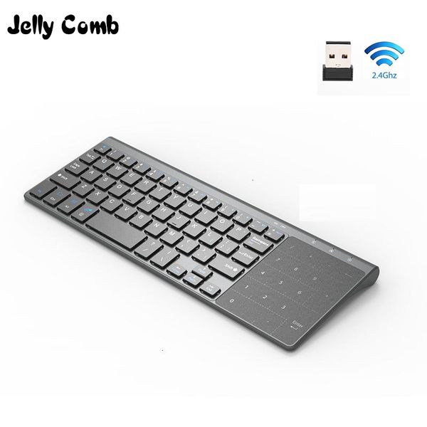 Jelly Comb 2.4G Teclado inalámbrico con teclado numérico Teclado numérico delgado para Android Windows Desktop Laptop PC TV Box