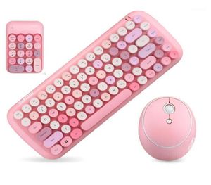 Jelly Comb Combos de teclado inalámbrico y ratón para ordenador portátil de escritorio, teclado numérico inalámbrico de 24G, teclado y ratón Pink Girl 12213203