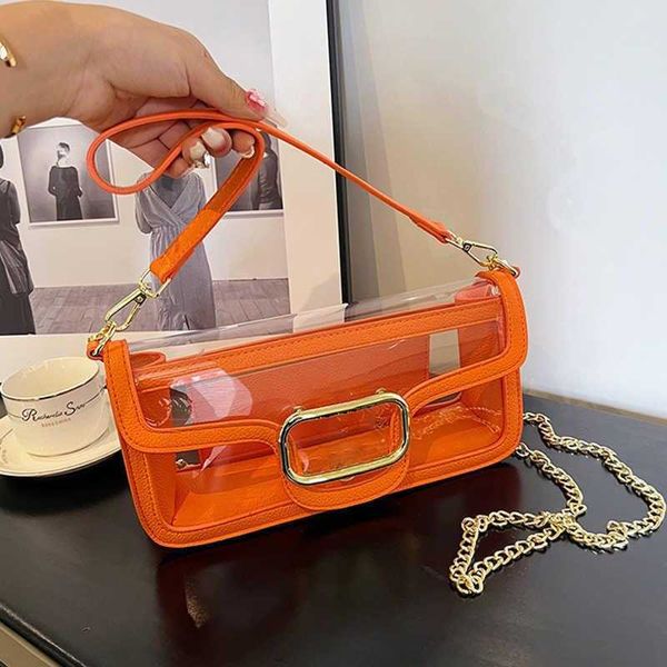 Jelly Crossbody Bag V Letter Designer Bag Para Mujeres Simple PVC Transparente Hombro Messenger Bag Chain Underarm Tote Bag Moda Monedero Bolso 230715