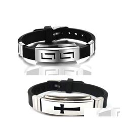 Jelly mode sieraden mannen vrouwen sile roestvrijstalen armband klassieke cross sport drop levering armbanden dhxv0