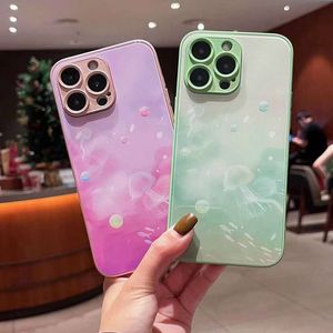 Fishfish poisson Temperred Verre Soft Silicone Cois pour iPhone 15 14 Pro Max plus 13 12 11 iPhone15 Luxury Fashion Elemy Hole Fine Mobile Smart Phone Smart Phone Rack