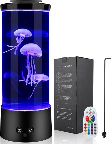 Lámpara de medusas, 16 luces que cambian de color Lámpara de medusas, luz de acuario de medusas, luz nocturna de tanque de luz de medusas, lámpara de estado de ánimo, lámpara de mesa para dormitorio