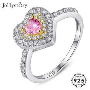 Jellystory 925 Sterling Silver Lady Bague Romantique Spinel Spinel en forme de coeur pour mariage Ornements cadeaux en gros Tailles de Grossistes 6-9