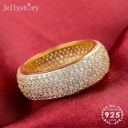 Jellystory Mujeres 925 Anillo de Plata Esterlina Simple Clásico Círculo Redondo Joyería Retro Para Moda Todo Cluster Rings328g