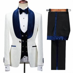 Jeltonewin chaqueta floral traje de hombre Slim Fit boda esmoquin azul marino Veet solapa novio trajes de fiesta traje Homme mejor hombre Blazer U0Zg #