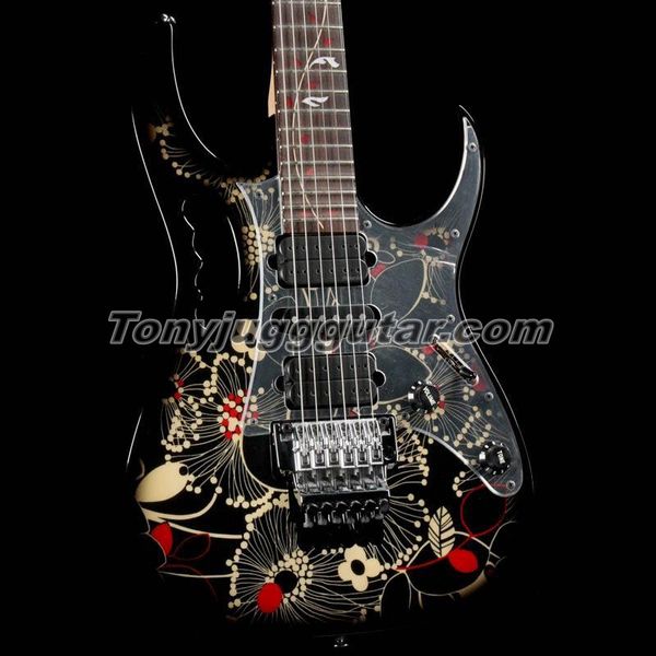 JEM 77FP2 Motif floral 2 SteveVai Guitare électrique avec incrustation d'arbre de vie, pont trémolo Floyd Rose, écrou de verrouillage, matériel en nickel