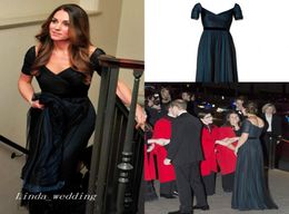 Jenny Packham Kate Middleton Navy Blue Vestido de noche Blue Manga corta Long Backless PROM Party Gown7586617