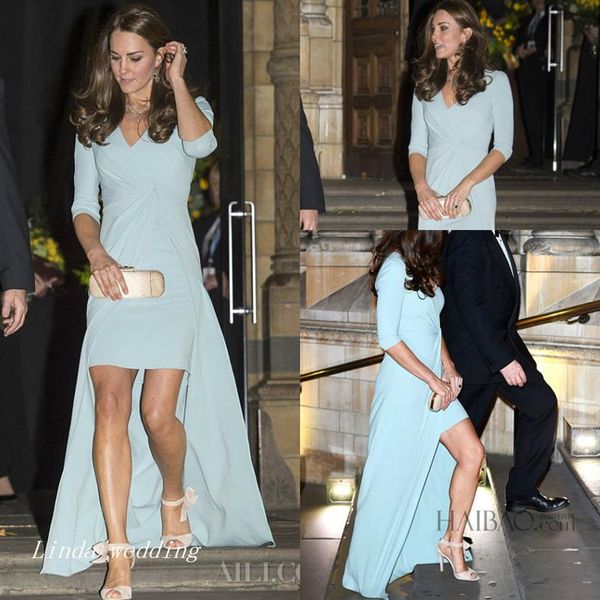 Jenny Packham Kate Middleton Sky Blue Vestido de noche High Low Celebrity Dress Formal Prom Party Evento Gown2571