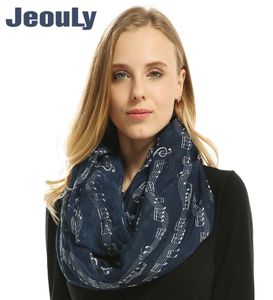 Jeouly marque femmes Infinit écharpes mode Foulard boucle foulards femme musique partition Piano Notes Script impression anneau écharpe 8222200