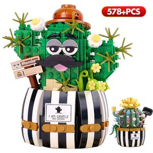 Jepieces Mini City Cactus Pot Plants Model bouwstenen vrienden bloemen huisdecoratie diy bakstenen speelgoed voor kinderen cadeau J220624