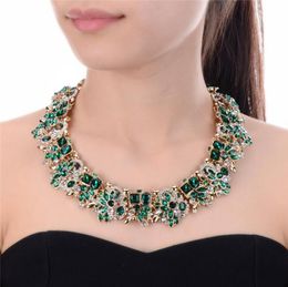 Jerollin 3 kleuren Rhinestone bloem kettingen vrouwen mode kristal sieraden charme choker statement slabib kraag ketting6202100