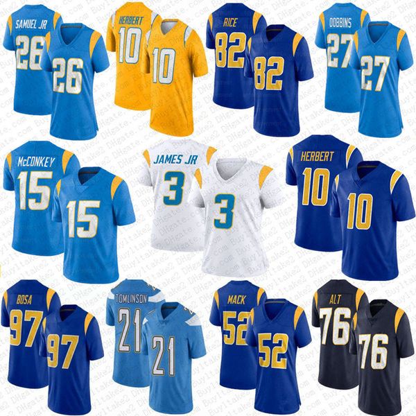 Justin Herbert 15 Ladd McConkey Football Jersey Derwin James Jr Joe Alt Joey Bosa Ladainian Tomlinson Khalil Mack dissuader Hayden Hurst J.K.Dobbins Brenden Rice