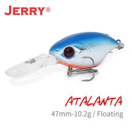 Jerry Atalanta Deep Diving Wobbler Ultralight Vis lokt Plug drijvende ratel 47 mm Crank Aas Black Bass Pike Trout Baits 240401
