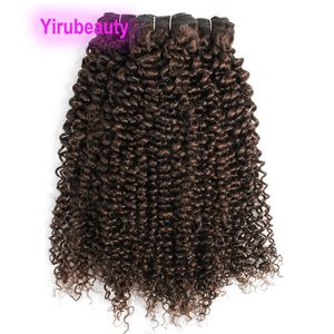 Jerry Curly 4# Kleur Braziliaanse menselijke haaruitbreidingen Dubbele inslag Curl geverfde producten Indian Peruaans 10-24inch Yirubeauty