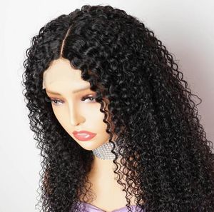 Jerry Curly Lace frontale pruik 13x4 kanten voorpruiken menselijk haar vooraf geplukt 10a Braziliaanse Remy Hair Natural Color for Black Women Glu1552559