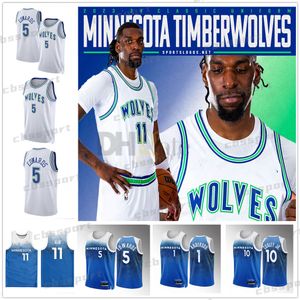 5 Anthony Edwards Rudy Gobert Karl-Anthony Towns Basketball Jersey Naz Reid Minnesotas Dangelo Russell Wendell Moore Jr. Jaden McDaniels 2023 2024 City Mike Conley