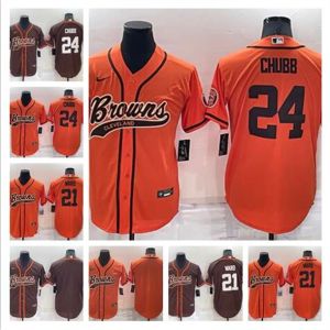 Jersey CUSTOM Cleveland''browns''men Femmes Jeunes 24 Nick Chubb 2 Amari Cooper Ward Orange Cool Base Ed Baseball Football