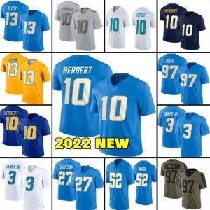 Jersey Custom Ed Football Los Angeles''chargers''10 Justin Herbert Keenan Allen Joey Bosa James Austin Ekeler Williams Blauw Untouchabl