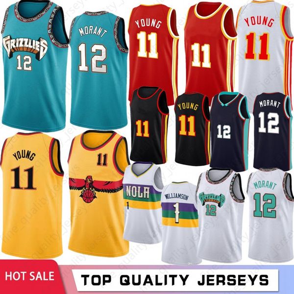 Jersey Ja 12 Morant Trae Zion 11 Young 1 Williamson Men Cousue 75e stock S-xxl Apparel Wear