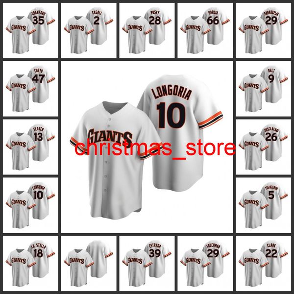 Maillot hommes femmes jeunesse #35 Brandon Crawford 28 Buster Posey 47 Johnny Cueto personnalisé blanc Collection Cooperstown