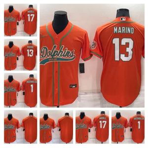 Jersey MiamiDolphinsHeren dames jeugd 10 Tyreek Hill 1 Tua Tagovailoa 17 Jaylen Waddle 13 Dan Marino oranje Cool Base Stitched Baseball Football