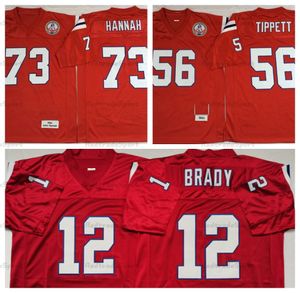 Jersey Vintage Mens 1984 Red 56 Andre Tippett 73 John Hannah voetbalshirts 12 Tom Brady gestikte jersey genaaid shirts
