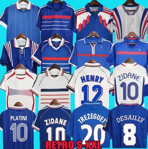 Jerseys 1998 Frnchs rétro Soccer Jerseys 1982 84 86 88 90 96 98 00 02 04 06 Zidane Henry Maillot de Foot Rezeguet Football Shirt French Club Classic Vintage Jersey Swens