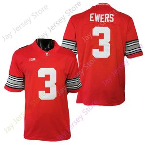 Jerseys 2021 NIEUW NCAA College Ohio State Football Buckeyes voetbaljersey 3 Quinn Ewers Red Size S-3XL All Stitched Youth Adult