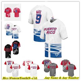 Jerseys 2023 Team Puerto Rico honkbalshirt Francisco Lindor Javier Baez Molina Carlos Correa Edwin Diaz Marcus Stroman Hernandez Roberto Clemente Cruz 4X