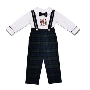 Jerseys Spaanse kinderkledingset Jongenskleding Pak Babysoldaat Borduurshirt met lange mouwen en riembroek Verjaardag Kerstoutfit 230906