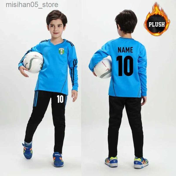 Jerseys Traje de entrenamiento de fútbol para niños Niños de manga larga Conjunto deportivo de primavera y otoño Equipo de escuela primaria Q240318