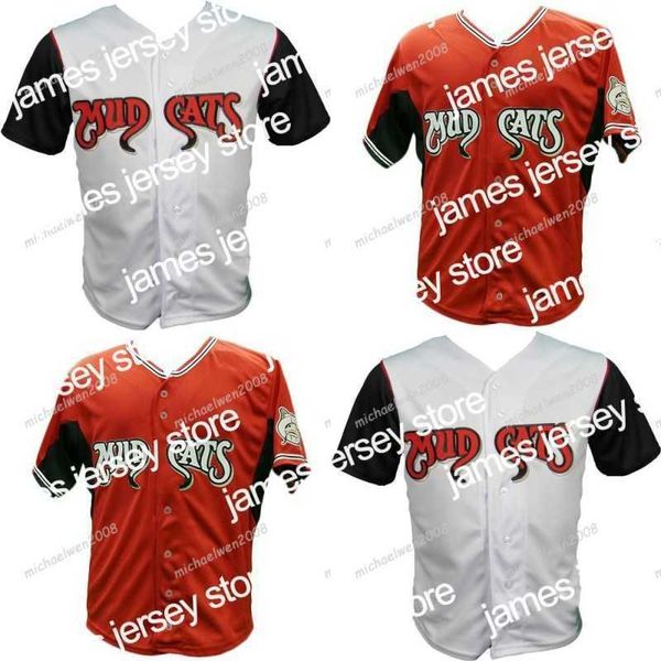 Maillots College Baseball Wear Baseball Hommes Carolina Mudcats Orange Blanc Personnalisé Double Couture Chemises Baseball Jerseys de haute qualité