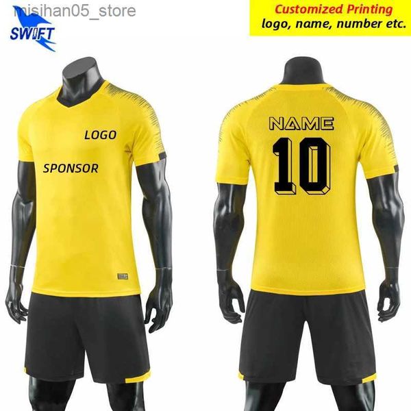 Jerseys Impresión personalizada Conjunto de camiseta de fútbol de secado rápido para hombres, niños, niños, deportes al aire libre, traje de seguimiento, uniforme del equipo de cinco personas Q240318