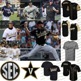 Maillots Football Football Vanderbilt Maillots Commodores CWS Gold Proglam Jersey 51 J.J Bleday 3 Cooper Davis 16 Austin Martin 7 Dansby Swans