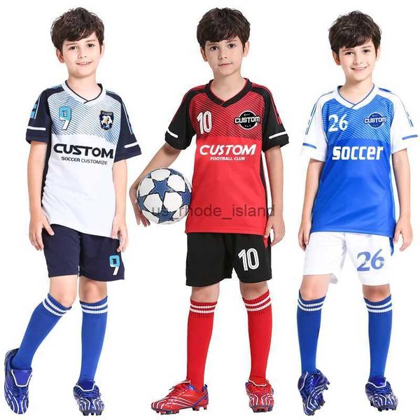 Maillots Maillot de Football pour enfants, ensemble de maillots de Football personnalisés, uniforme de Football en Polyester personnalisé, uniforme d'entraînement respirant pour garçon