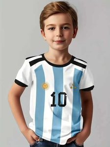 Jerseys Hot verkopen Nieuwe Argentinië 3D-bedrukt t-shirt voor jongens Casual korte mouwen voetbalshirt Summer Top volwassene en kinderkleding T240524