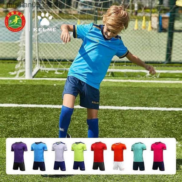 Camisetas KELME KDIS Camiseta de fútbol Personalización personalizada Conjunto de camiseta de fútbol para niños Conjunto de entrenamiento Camiseta del equipo original Manga corta para niños Q240318