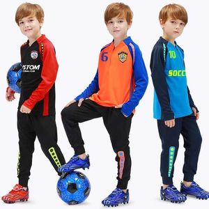 Jerseys Kids High Quty Soccer Tracks combinaisons d'entraînement confortable Uniforms de football à moitié zip Boys Football avec poches T240524