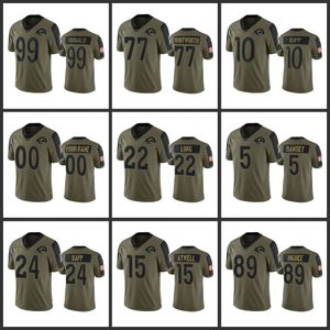 Jerseys Los Angeles''Rams''Men 10 Cooper Kupp 99 Aaron Donald 9 Matthew Stafford 24 Taylor Rapp Mujeres Jóvenes Olive Custom Salute To Service Limited Jersey