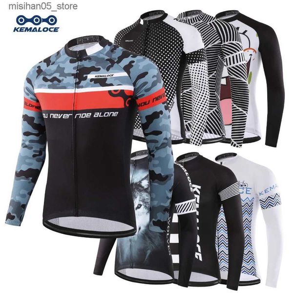 Jerseys Malta camuflaje para hombre camisa de ciclismo de manga larga camisa de ciclismo de primavera negro MTB poliéster conjunto completo camisa de ciclismo transpirable Q240318