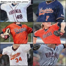 Jerseys nieuwe College Baseball draagt aangepaste Virginia Cavaliers bseball gestikt Jersey heren dames jeugd Kyle Petri Griff Agee Evan Sleight Billy Price