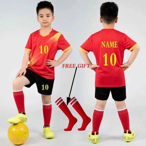 Jerseys Personnalisation personnalisée du maillot de football pour enfants Set polyester respirant H240508