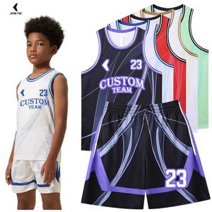 Jerseys Professional Ldren Basketball Uniforme Set Breathable Kids Basketball Shirts Séchon à sec bon marché Basketball Jersey pour garçons 244 H240508