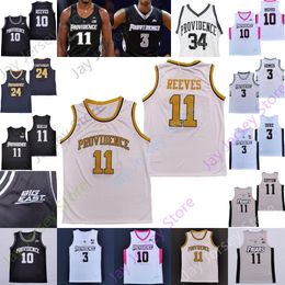 Camisetas Providence Friars Camiseta de baloncesto NCAA College Nate Watson A.J. Reeves Brycen Goodine Alyn Breed Al Durham Noah Horchler Alpha Diallo White Pipkins ALGODÓN