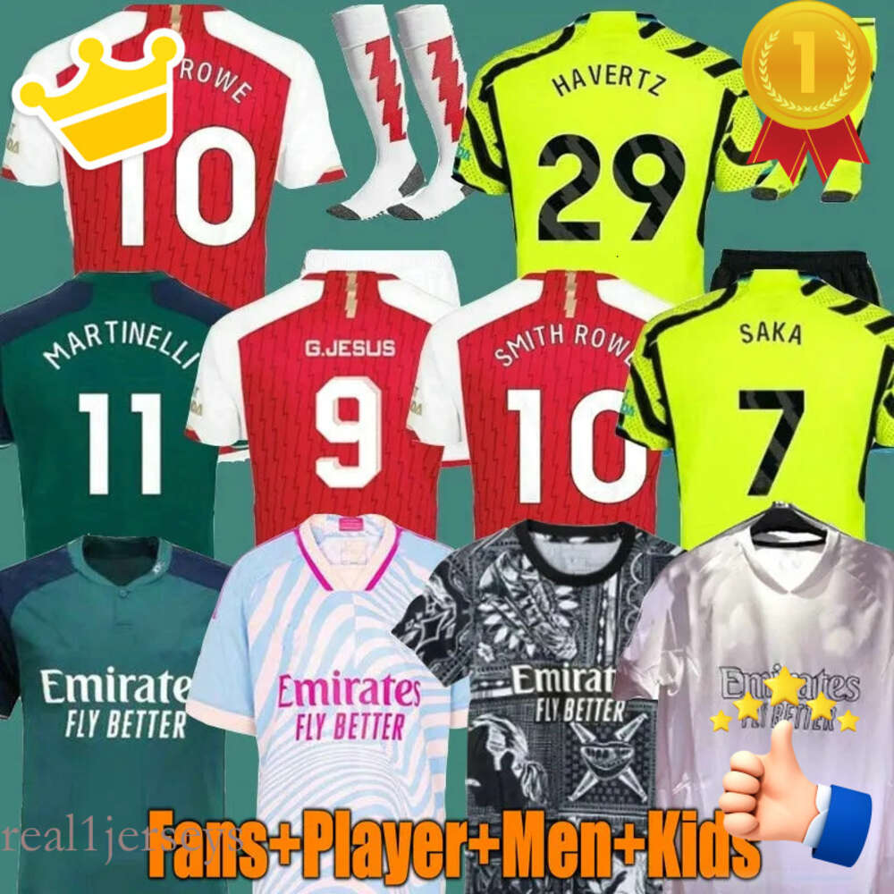 Jerseys SAKA Soccer G. Jesus Rice Havertz 23 24 Gunners Martinelli Odegaard Smith Rowe Thomas Nketiah Zinchenko Saliba Trossard Chemise de football Hommes Enfants Ensembles